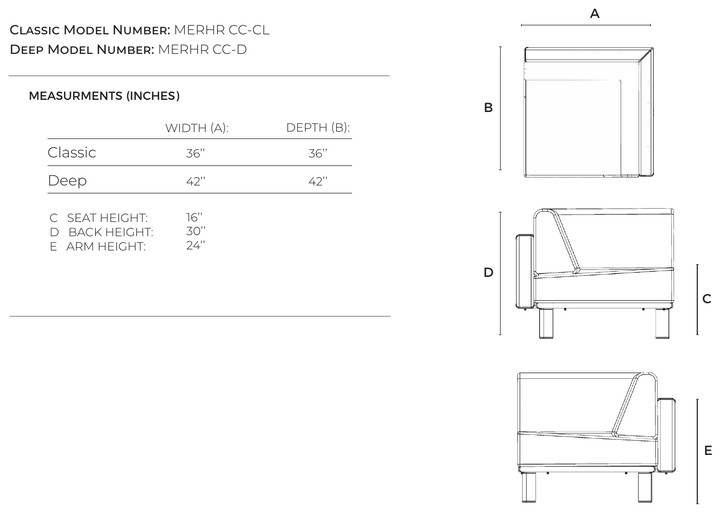 Horizon Corner Chair dimensions